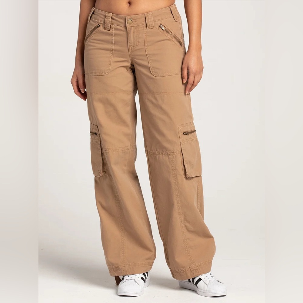 RSQ Womens Low Rise Overdye Cargo Zipper Pants